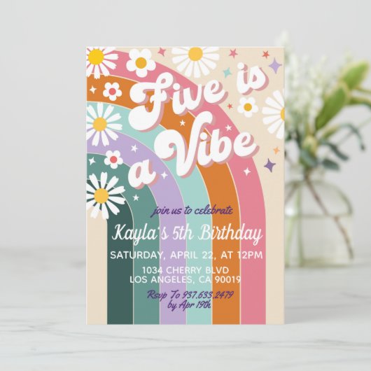 Vijf is een Vibe 5th Birthday Uitnodiging (Staand voorkant)