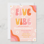 Vijf is een vibe Birthday Uitnodiging | Groovy (Voorkant)