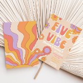 Vijf is een vibe Birthday Uitnodiging | Groovy Par