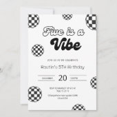 Vijf is een Vibe Black Retro Boys 5e verjaardag Kaart (Voorkant)