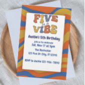 Vijf is een Vibe, Blauw Oranje Geel 5e Verjaardag Kaart