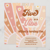 Vijf is een Vibe Boho Sunshine 5e verjaardag Kaart (Voorkant / Achterkant)