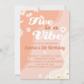 Vijf is een Vibe Daisy 5th Birthday uitnodiging (Voorkant)