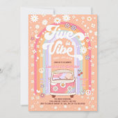 Vijf is een Vibe Daisy Groovy 5e verjaardag Kaart (Voorkant)