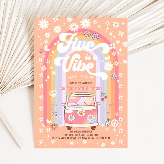 Vijf is een Vibe Daisy Groovy 5e verjaardag Kaart