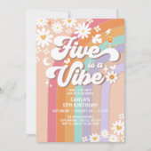 Vijf is een Vibe Daisy Rainbow Groovy Retro Verjaa Kaart (Voorkant)