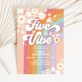 Vijf is een Vibe Daisy Rainbow Groovy Retro Verjaa Kaart