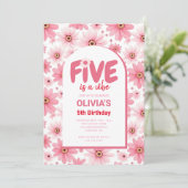 Vijf is een Vibe Daisy Verjaardagsfoto Kaart (Staand voorkant)