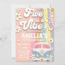 Vijf is een Vibe Groovy 5th Birthday uitnodiging
