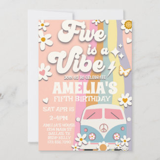Vijf is een Vibe Groovy 5th Birthday uitnodiging
