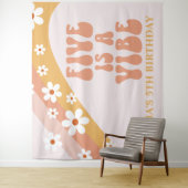 Vijf is een Vibe Groovy Daisy 5de verjaardag banne Wandkleed (In situ)