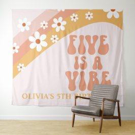 Vijf is een Vibe Groovy Daisy 5e Verjaardag Banner Wandkleed