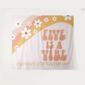 Vijf is een Vibe Groovy Daisy 5e Verjaardag Banner Wandkleed (Voorkant (horizontaal))