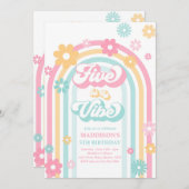 Vijf is een Vibe Groovy Daisy Rainbow 5e verjaarda Kaart (Voorkant / Achterkant)