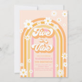 Vijf is een Vibe Groovy Daisy Rainbow 5e verjaarda Kaart (Voorkant)