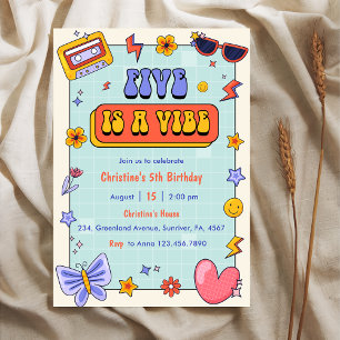 Vijf is een Vibe Groovy Hippie 5e verjaardagsfeest Kaart