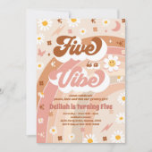 Vijf is een Vibe Groovy Hippie Rainbow 5e verjaard Kaart (Voorkant)