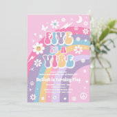 Vijf is een Vibe Groovy Hippie Rainbow 5e verjaard Kaart (Staand voorkant)