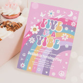 Vijf is een Vibe Groovy Hippie Rainbow 5e verjaard Kaart