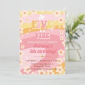 Vijf is een Vibe Groovy meisje 5e verjaardag uitno Kaart (Staand voorkant)