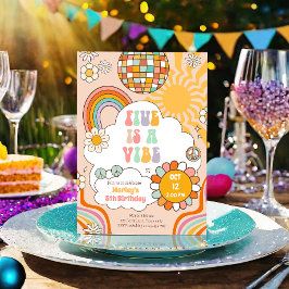 Vijf is een Vibe Groovy Retro 70s Rainbow 5 Verjaa Kaart