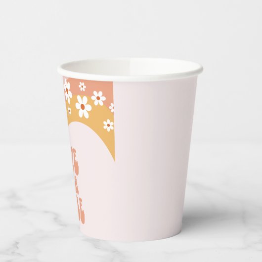 Vijf is een Vibe Groovy Retro Daisy Boho Rainbow Papieren Bekers (Links)