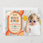 Vijf is een Vibe Groovy Retro Rainbow 5e verjaarda Kaart (Voorkant)