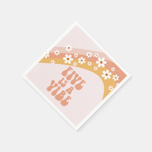 Vijf is een Vibe Groovy Retro Rainbow 5e verjaarda Servet (Hoek)