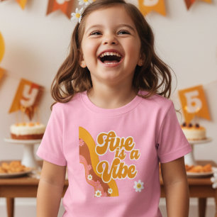Vijf is een vibe, groovy retro verjaardag kinder shirts
