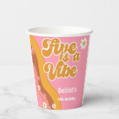 Vijf is een  vibe, groovy retro verjaardag papieren bekers (Achterkant)