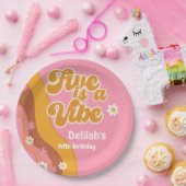 Vijf is een  vibe, groovy retro verjaardag papieren bordje (Feest)