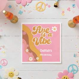 Vijf is een  vibe, groovy retro verjaardag servet