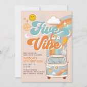 Vijf is een Vibe Herfst Boy Groovy 5th Birthday Kaart (Voorkant)