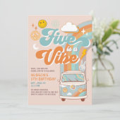 Vijf is een Vibe Herfst Boy Groovy 5th Birthday Kaart (Staand voorkant)