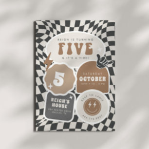 Vijf is een Vibe   Jongens 5e Retro Skater Feestje Kaart