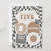 Vijf is een vibe | Jongens 5e Retro Skater Party Kaart (Voorkant)