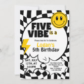 Vijf is een vibe | Jongens 5e Retro Verjaardagsfee Kaart (Voorkant)