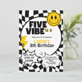 Vijf is een vibe | Jongens 5e Retro Verjaardagsfee Kaart (Staand voorkant)