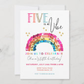 VIJF is een vibe kleurrijke regenboog 5e verjaarda Kaart (Voorkant)