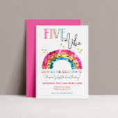 VIJF is een vibe kleurrijke regenboog 5e verjaarda Kaart