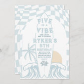Vijf is een Vibe Modern Surf Surfboard 5e Verjaard Kaart (Voorkant / Achterkant)