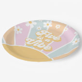 Vijf is een Vibe pastel Retro Sunshine daisy boho Papieren Bordje (Gekanteld)