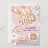 Vijf is een Vibe perzik liefdesfeestje 5e verjaard Kaart (Voorkant)