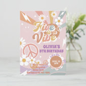 Vijf is een Vibe perzik liefdesfeestje 5e verjaard Kaart (Staand voorkant)