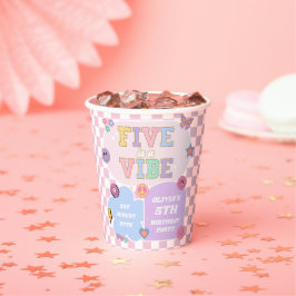 Vijf is een vibe preppy patch 5e verjaardagsfeestj papieren bekers