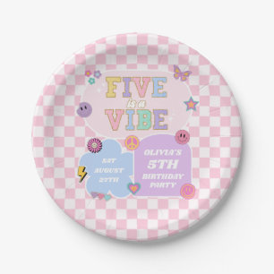 Vijf is een vibe preppy patch 5e verjaardagsfeestj papieren bordje