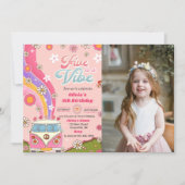 Vijf is een Vibe Rainbow Floral 5e verjaardag foto Kaart (Voorkant)