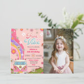 Vijf is een Vibe Rainbow Floral 5e verjaardag foto Kaart (Staand voorkant)