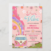 Vijf is een Vibe Rainbow Floral 5th Birthday Party Kaart (Voorkant)