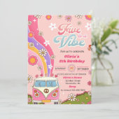 Vijf is een Vibe Rainbow Floral 5th Birthday Party Kaart (Staand voorkant)